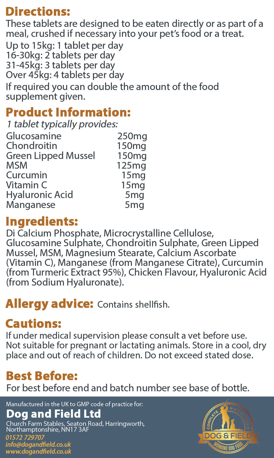 Joint Support Supplement - 120 &amp; 300 Tablets